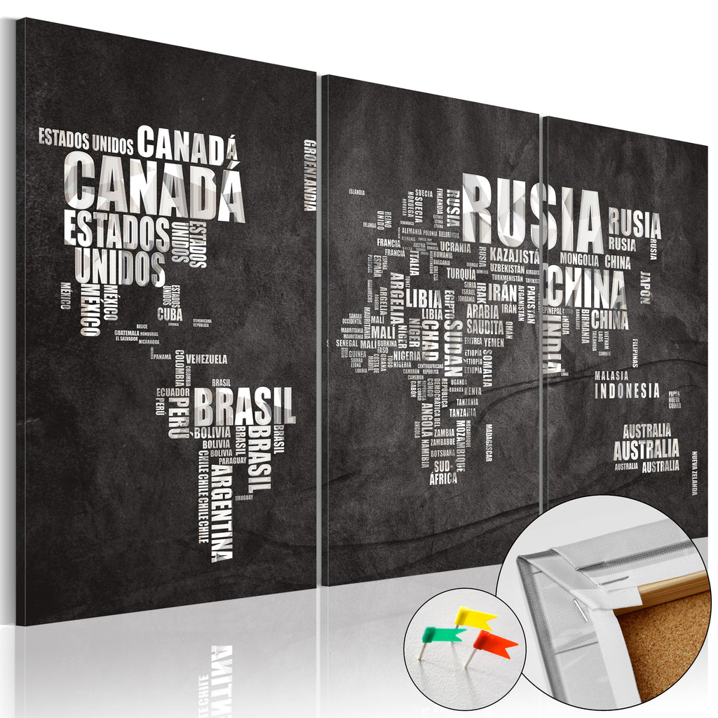 El Mundo World Map Decorative Pinboard