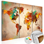Painted World Map Decorative Pinboard
