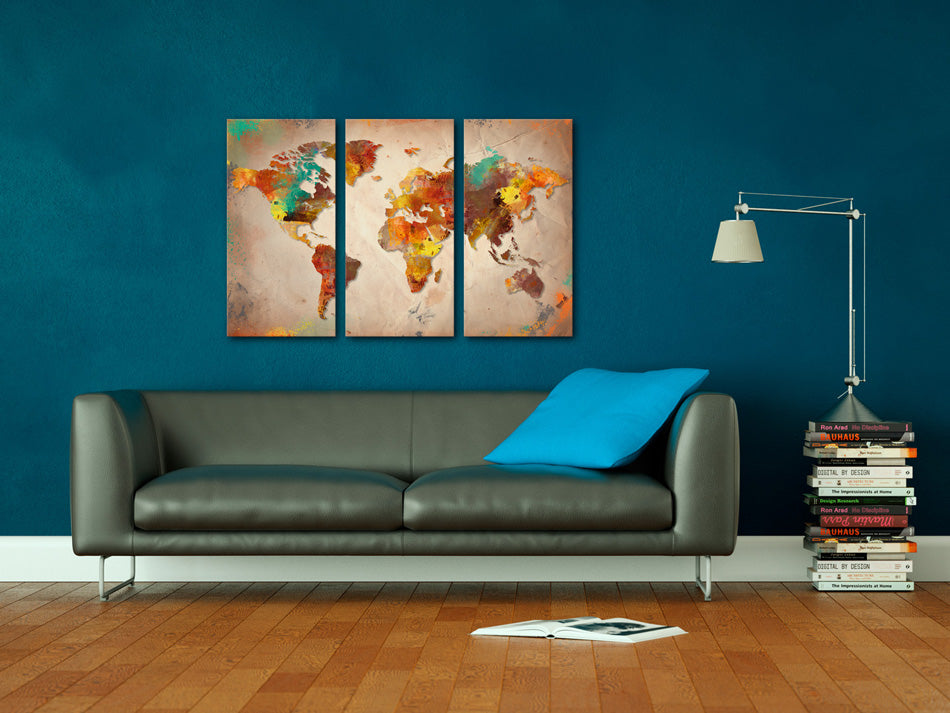 Painted World Map Decorative Pinboard