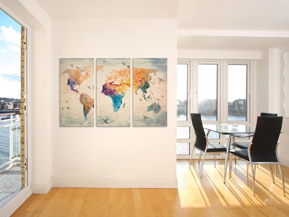 Colorful Bird World Map Decorative Pinboard