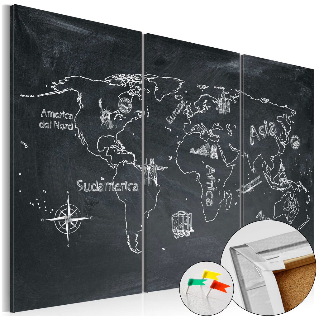 Geography World Map Educational Decorative Pinboard