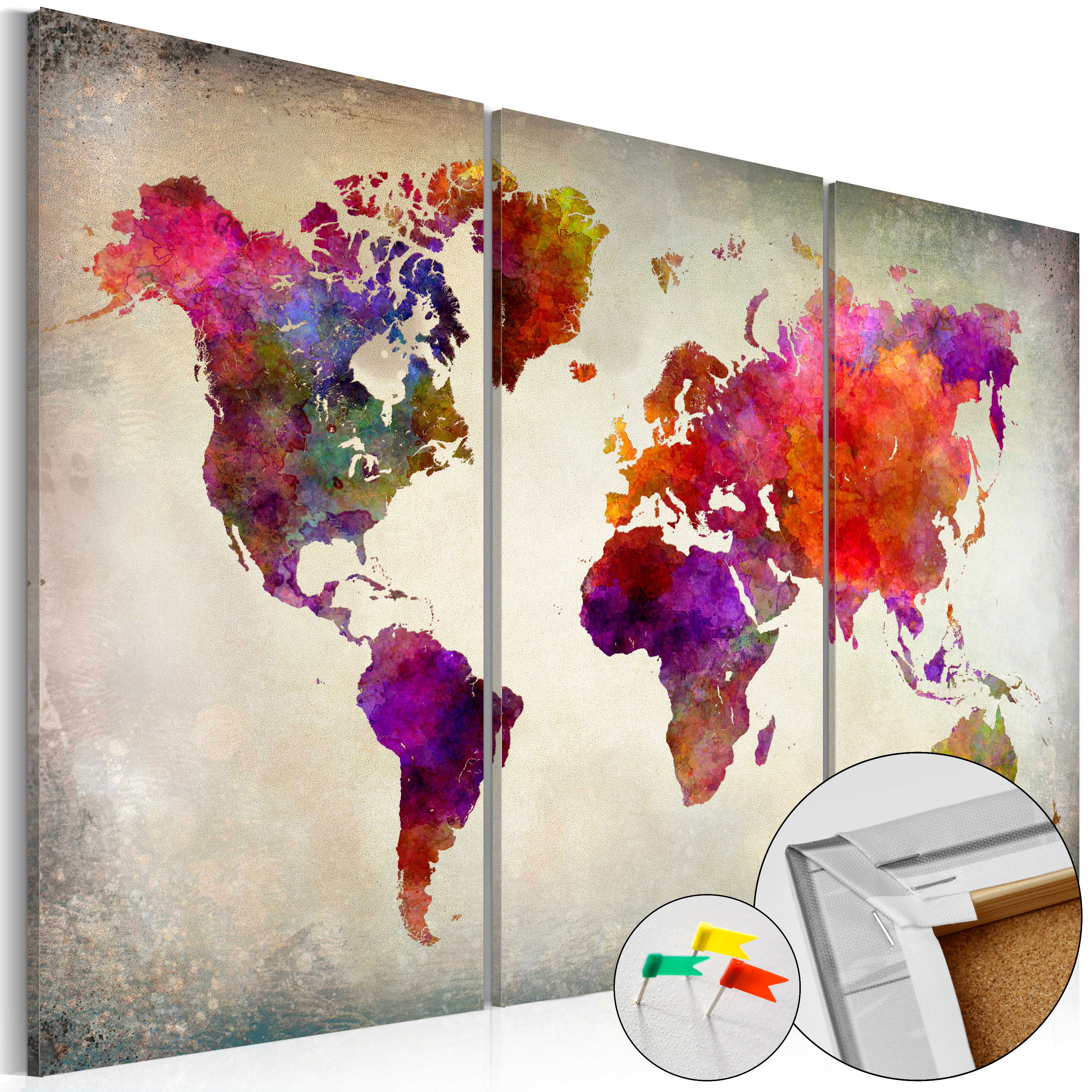 Colourful World Map Mosaic Decorative Pinboard