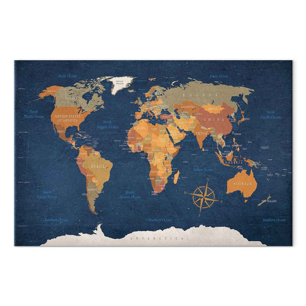 Ink Ocean World Map Canvas Print