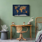 Ink Ocean World Map Canvas Print