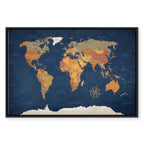 Ink Ocean World Map Canvas Print