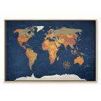 Ink Ocean World Map Canvas Print