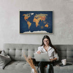 Ink Ocean World Map Canvas Print