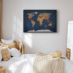 Ink Ocean World Map Canvas Print