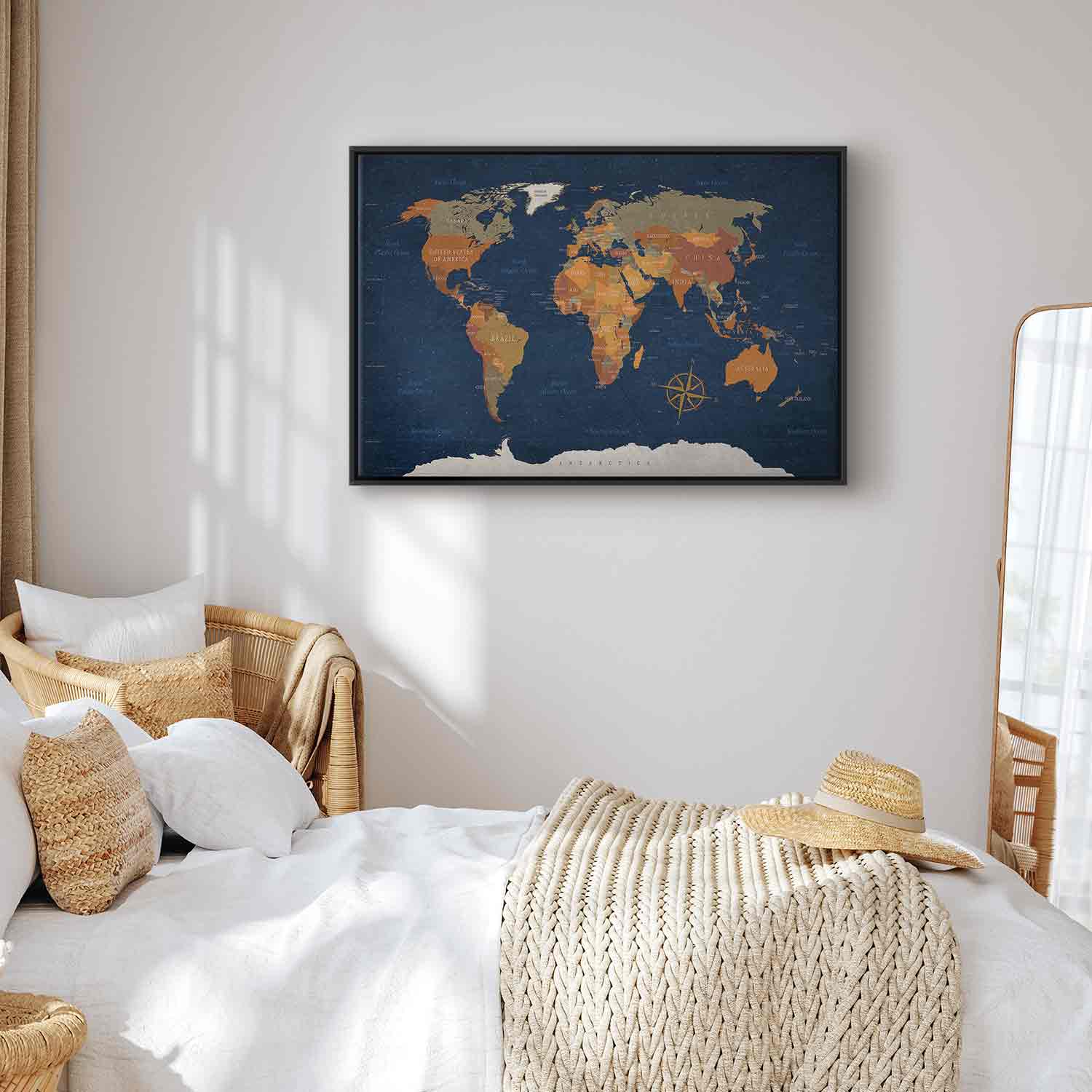 Ink Ocean World Map Canvas Print