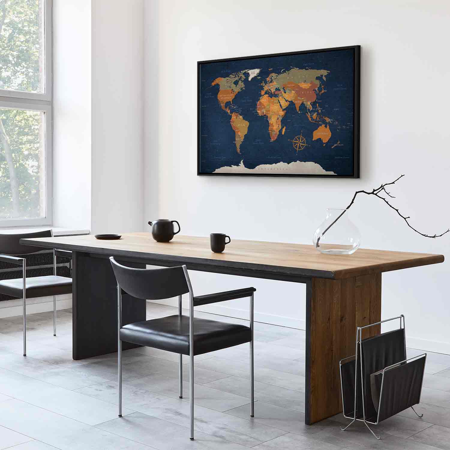 Ink Ocean World Map Canvas Print