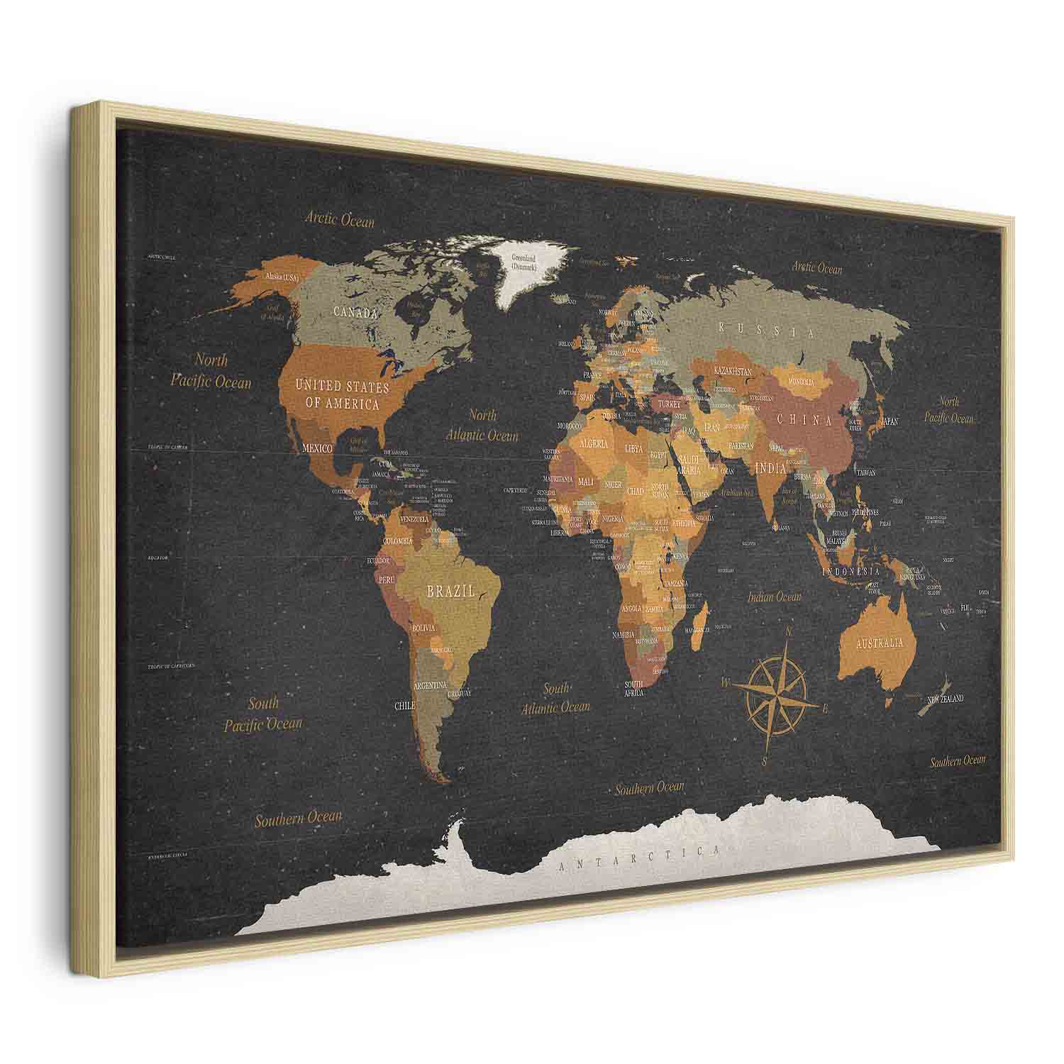 Antique World Map Canvas Print