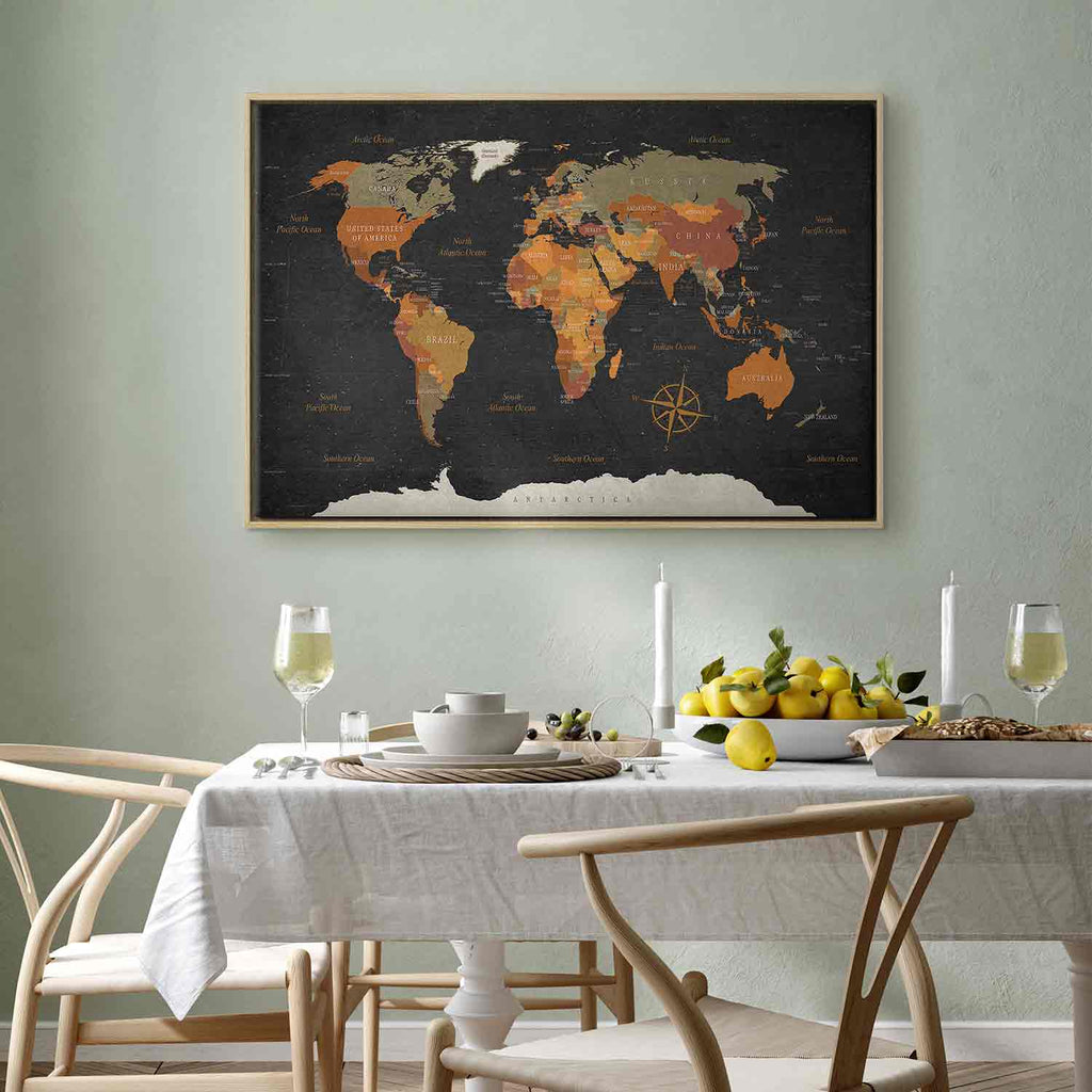Antique World Map Canvas Print