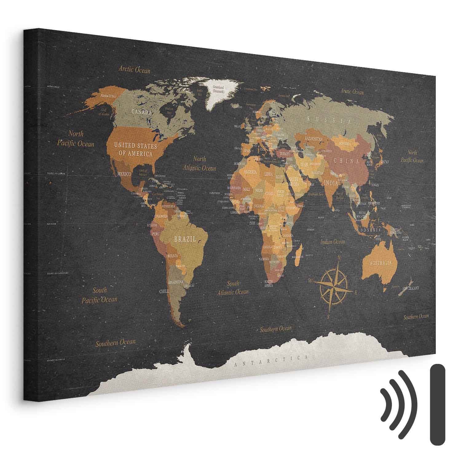Antique World Map Canvas Print
