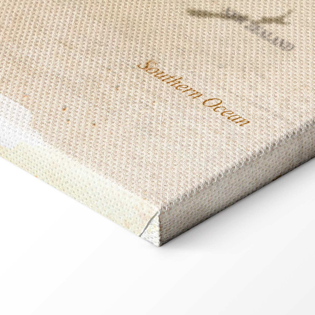 Beige World Map Canvas Print