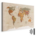 Beige World Map Canvas Print