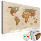 Beige World Map Compass Decorative Pinboard