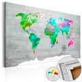 Green World Map Decorative Pinboard