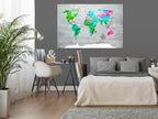 Green World Map Decorative Pinboard