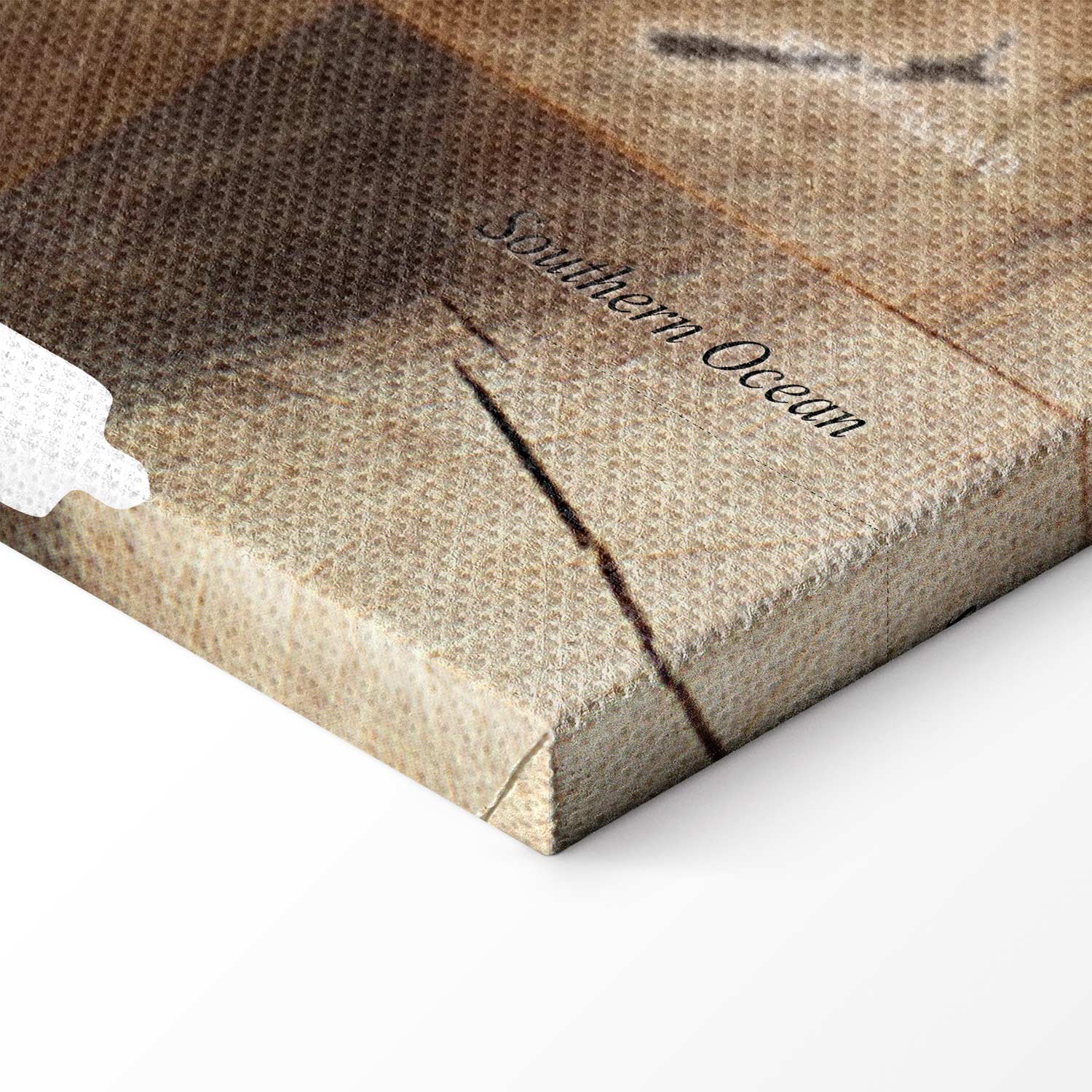 Wooden Mosaic World Map Canvas Print