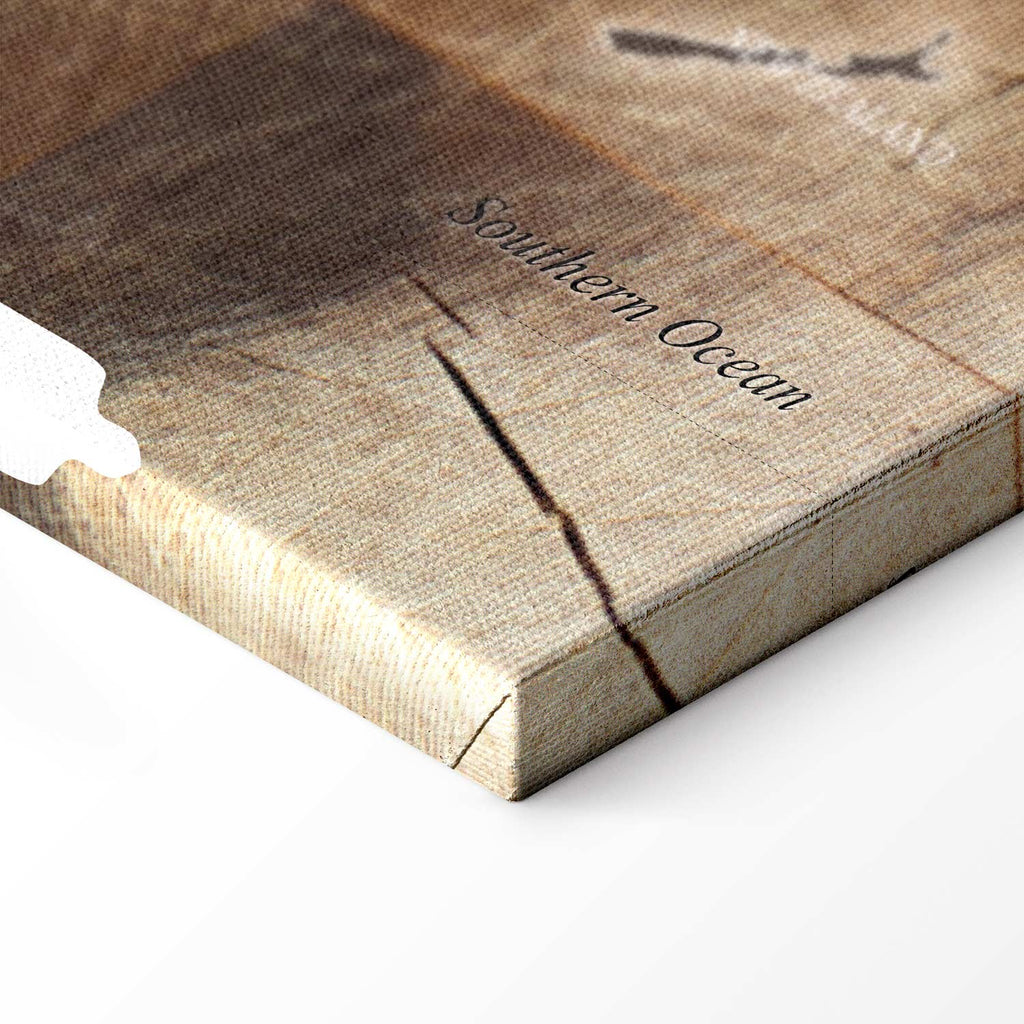 Wooden Mosaic World Map Canvas Print