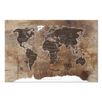 Wooden Mosaic World Map Canvas Print