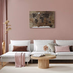 Wooden Mosaic World Map Canvas Print