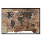 Wooden Mosaic World Map Canvas Print