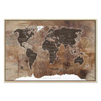 Wooden Mosaic World Map Canvas Print