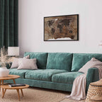 Wooden Mosaic World Map Canvas Print