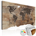 Wooden World Map Mosaic Decorative Pinboard