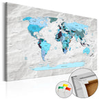 Blue World Map Stone Decorative Pinboard