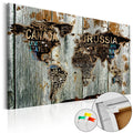 Continents Star Map Wooden Border Decorative Pinboard