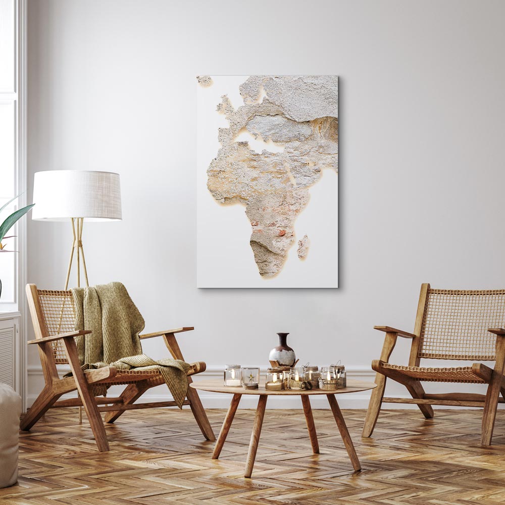Abstract Africa Map Textured Vertical Canvas Print