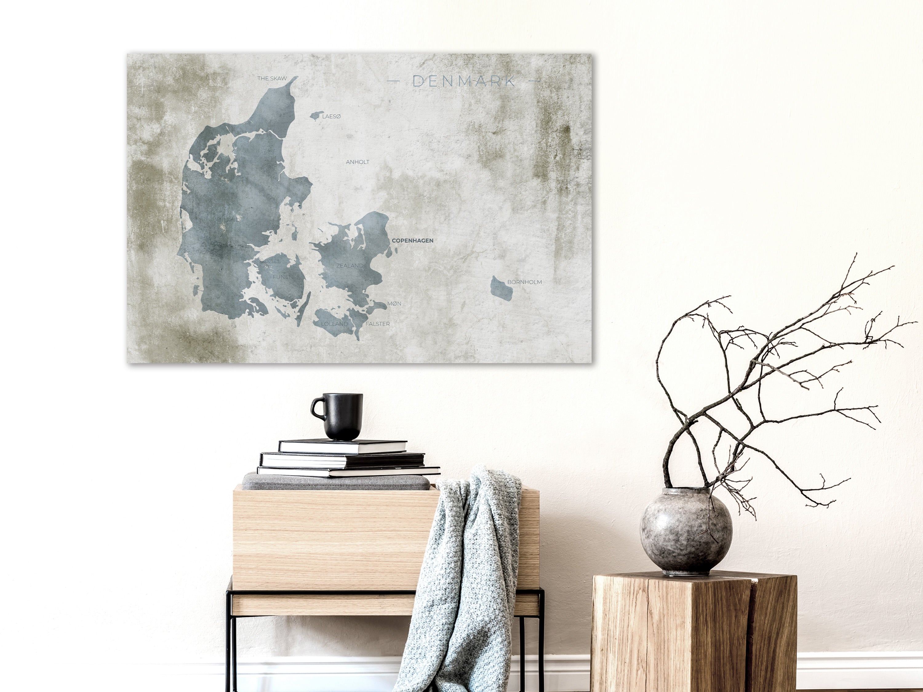 Scandinavian Blue World Map Decorative Pinboard