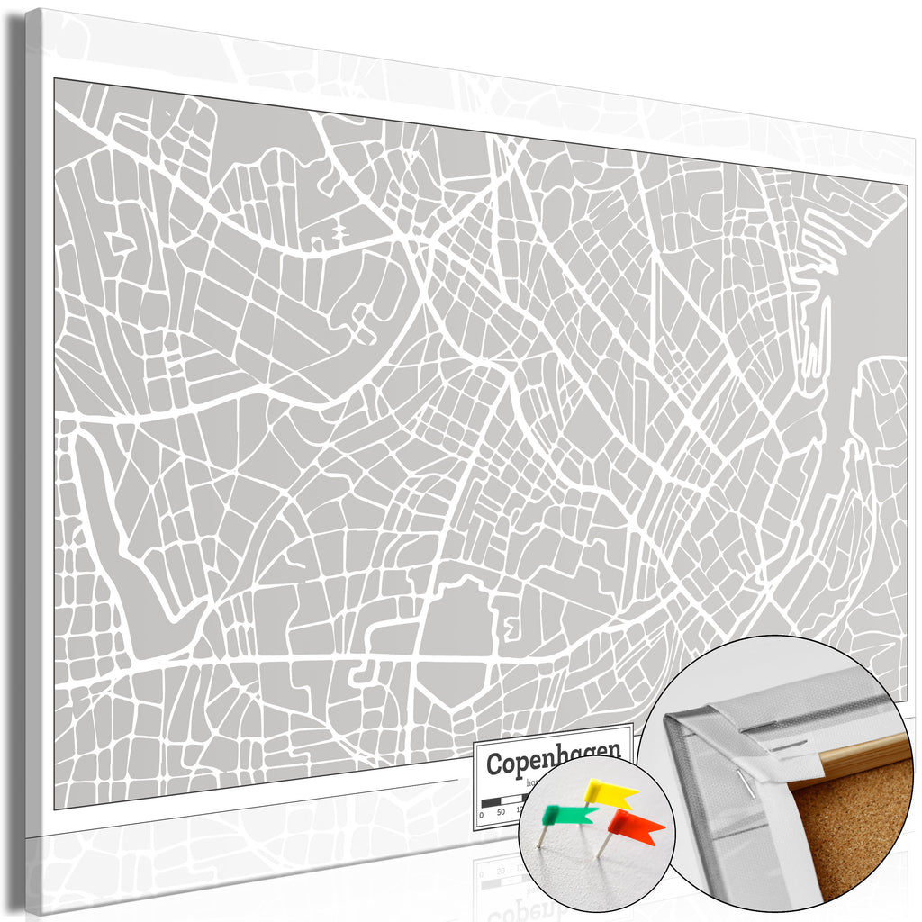 Copenhagen Map City Decorative Pinboard