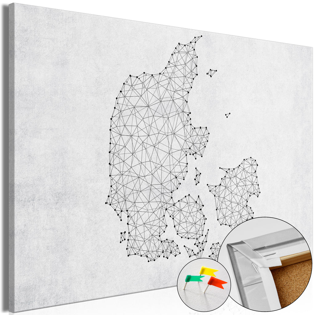 Geometric Denmark Map Abstract Decorative Pinboard