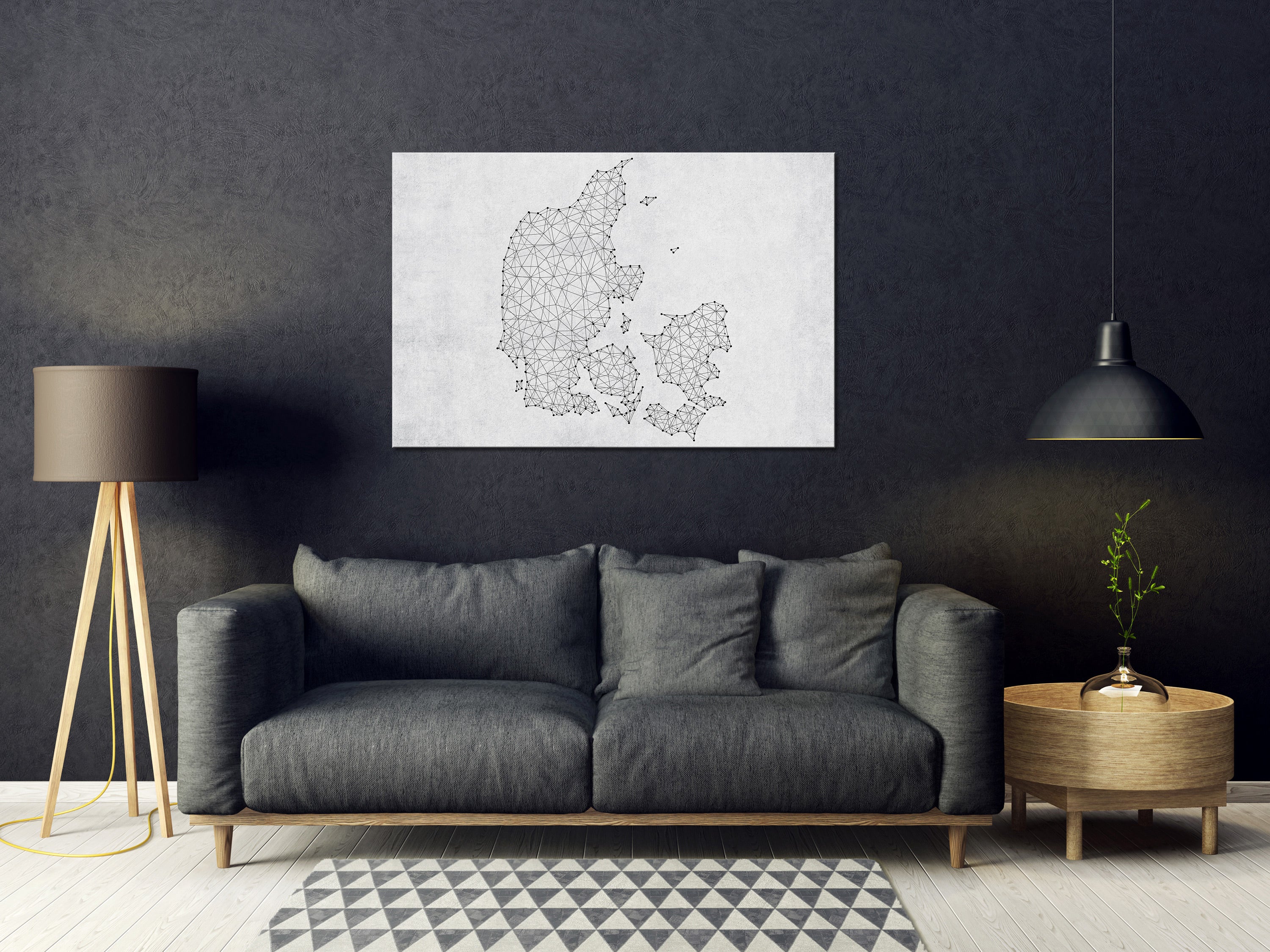 Geometric Denmark Map Abstract Decorative Pinboard