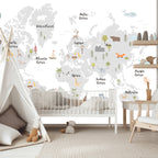 Wall Mural Minimalist Map for Children's Room