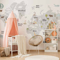 Minimalist World Map Children's Room Wall Mural