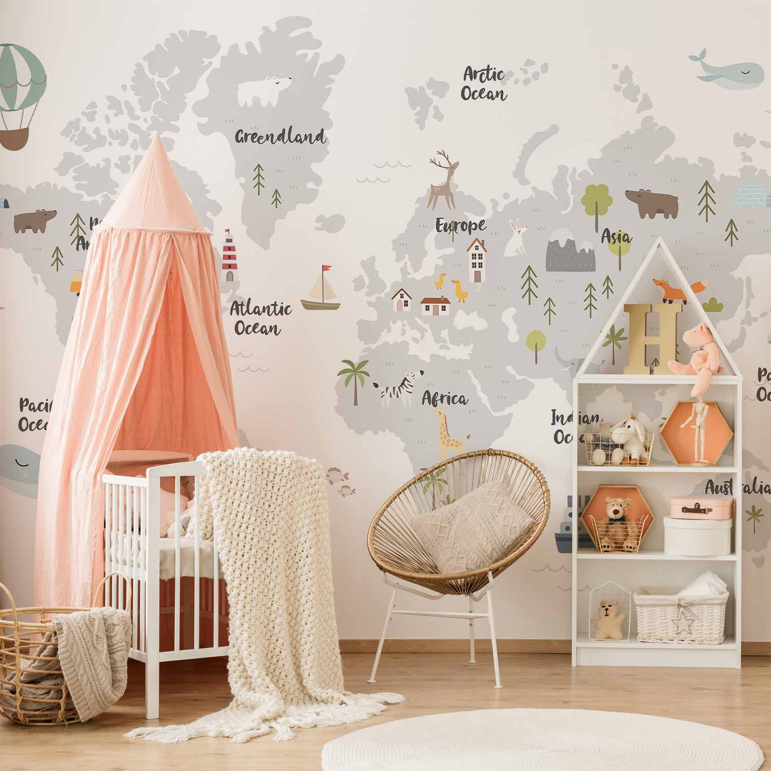 Wall Mural Minimalist Map for Children's Room