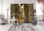 Golden Couple Silhouette Romantic 5-Panel Room Divider