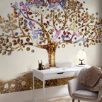 Golden Tree Abstract Wall Mural