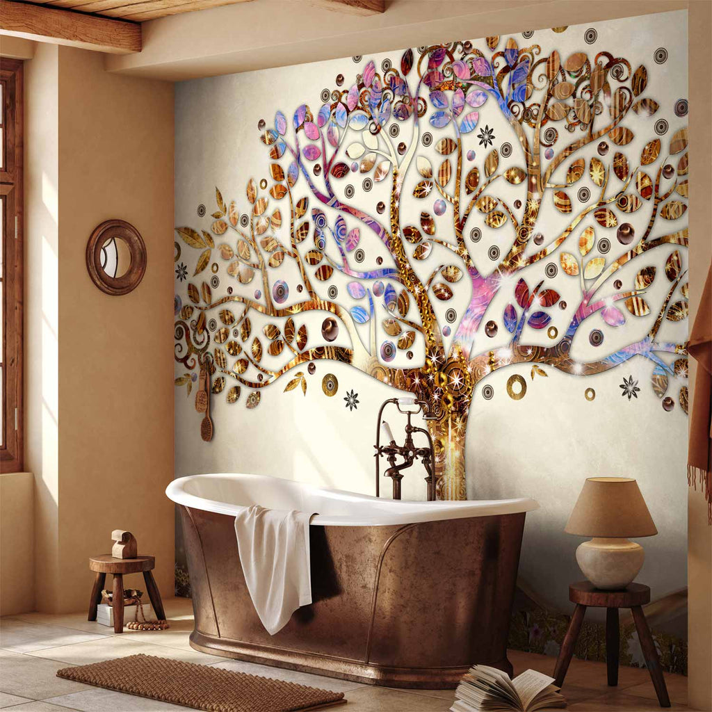 Golden Tree Abstract Wall Mural