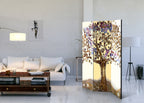 Golden Tree Abstract 3-Panel Room Divider