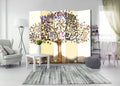Golden Tree Abstract 5-Panel Room Divider