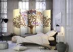 Golden Tree Abstract 5-Panel Room Divider