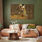 Klimt-Inspired Couple Kiss Gold Canvas Print