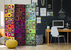 Colorful Geometric Abstract 3-Panel Room Divider