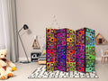 Colorful Abstract Geometric 5-Panel Room Divider