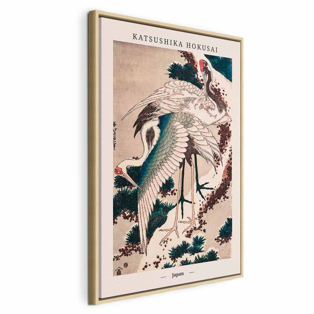 Vertical Crane Birds Oriental Canvas Print